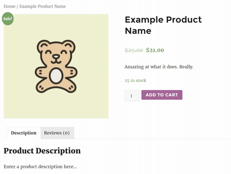 Um produto de amostra no WooCommerce