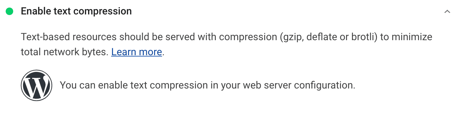 Activar a recomendação de compressão de texto