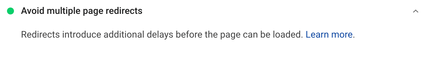 Evite a recomendação de redireccionamento de múltiplas páginas