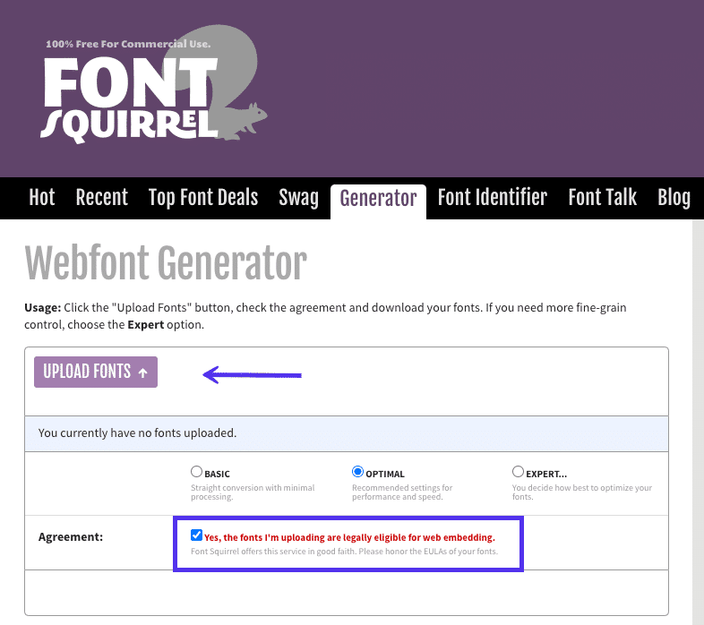 Transformar quaisquer fontes em fontes seguras para a web