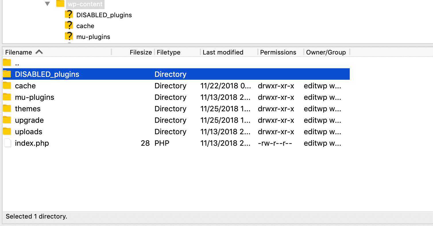 Inaktiverad WordPress-pluginmapp
