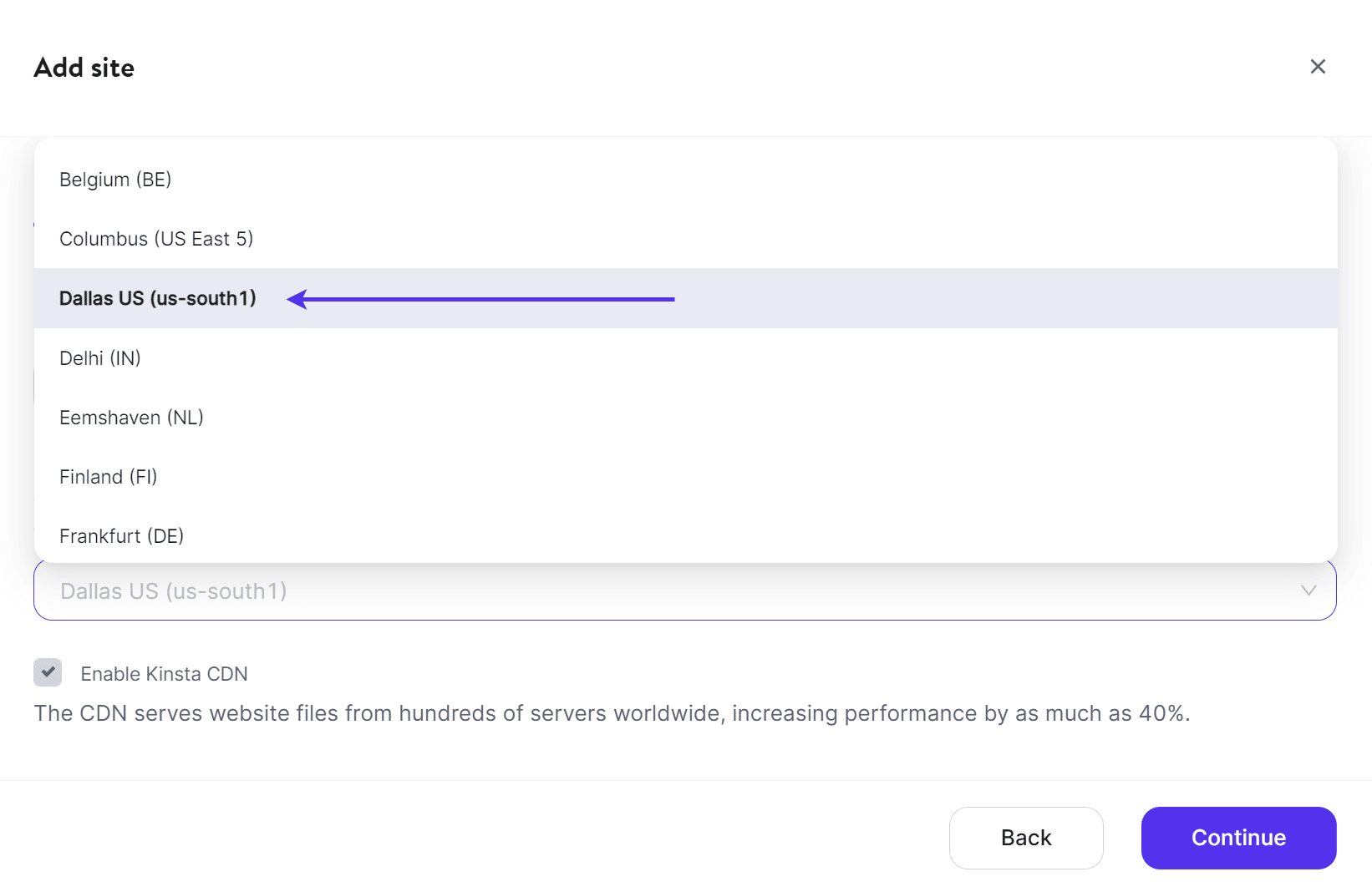 Locais de servidor do Google Cloud Platform.