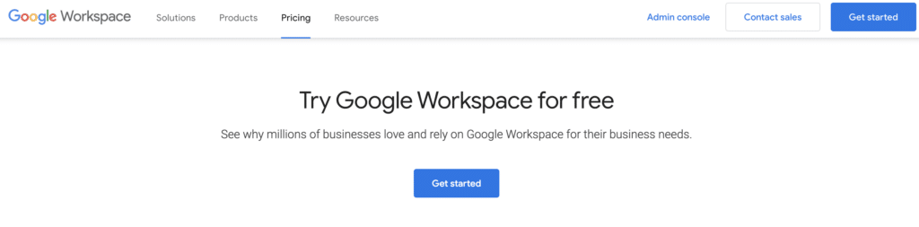 Free trial Google Workspace