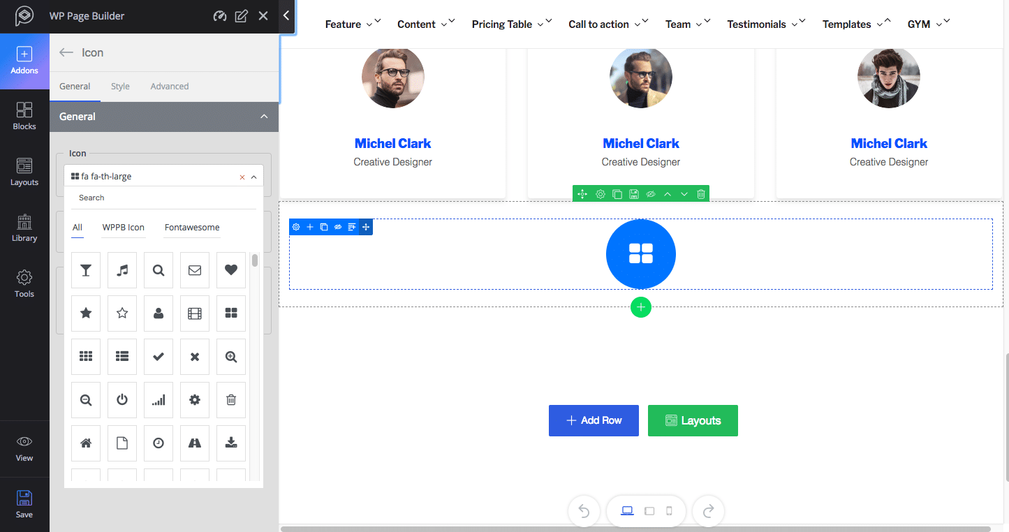 WP Page Builder icon fonts
