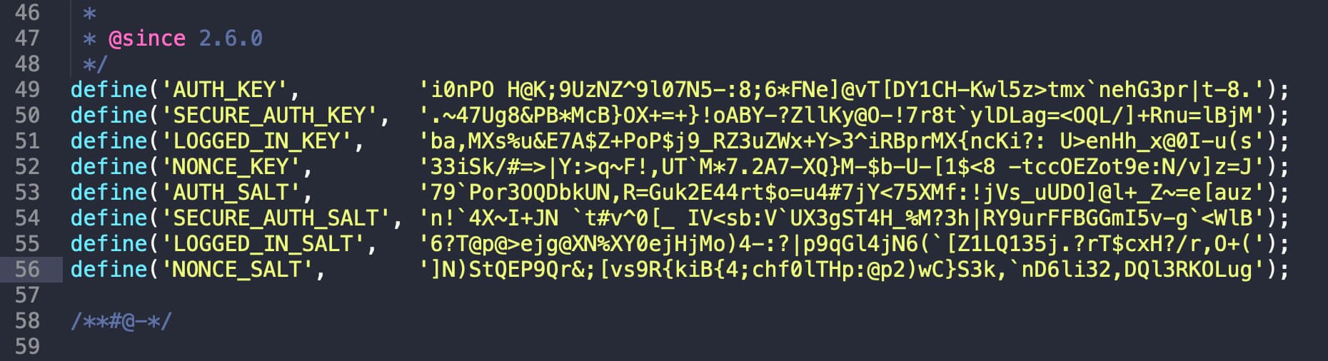 WordPress authnetication keys and salts