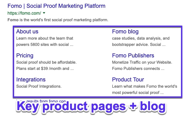 Brand awareness google sitelinks