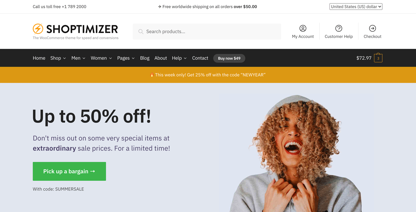 Shoptimizer WooCommerce theme.
