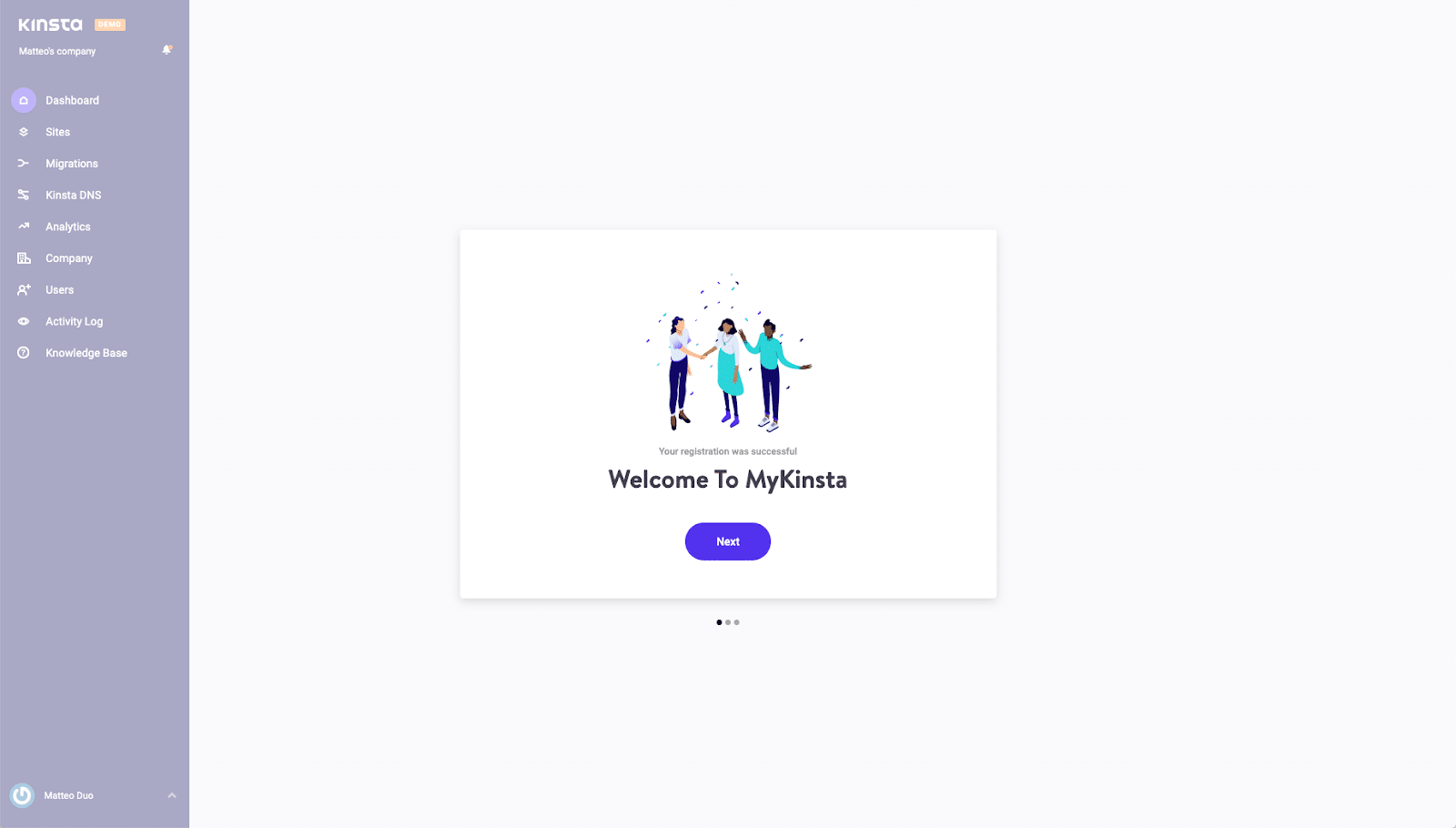 mykinsta demo activacted