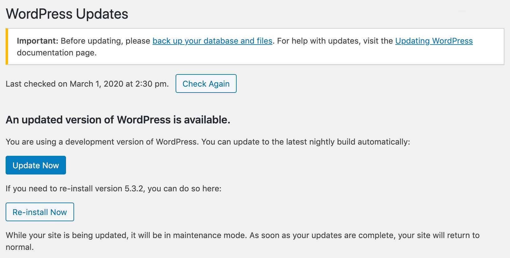 WordPress Updates