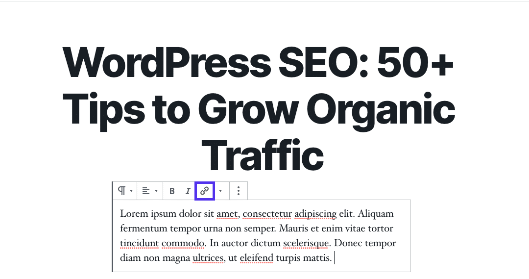 WordPress SEO: The Add Link button in the Block Editor