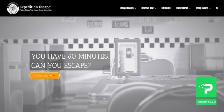 Expedition Escape's website homepage
