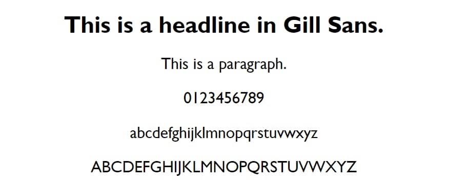 Eksempel på Gill Sans font