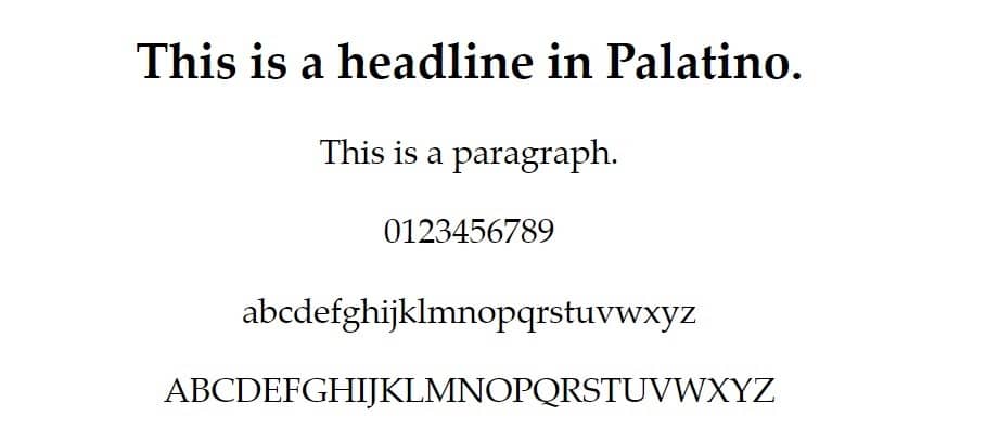 Eksempel på font fra Palatino