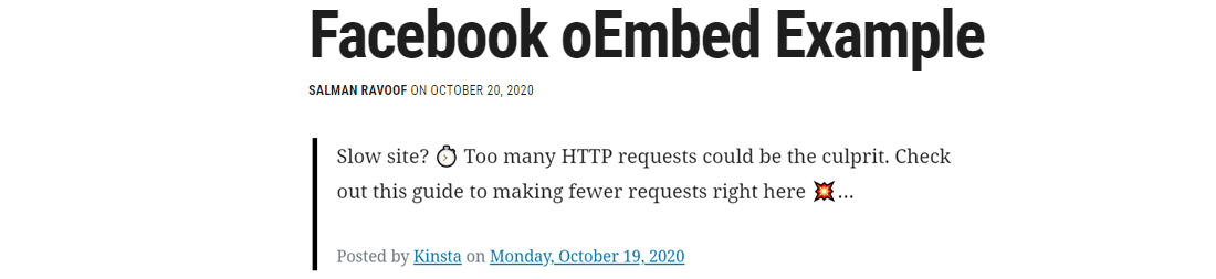 A simulated embed using legacy Facebook oEmbed endpoints 