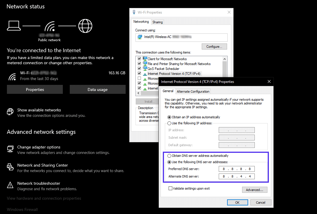 Instellingen van custom DNS servers in Windows 10