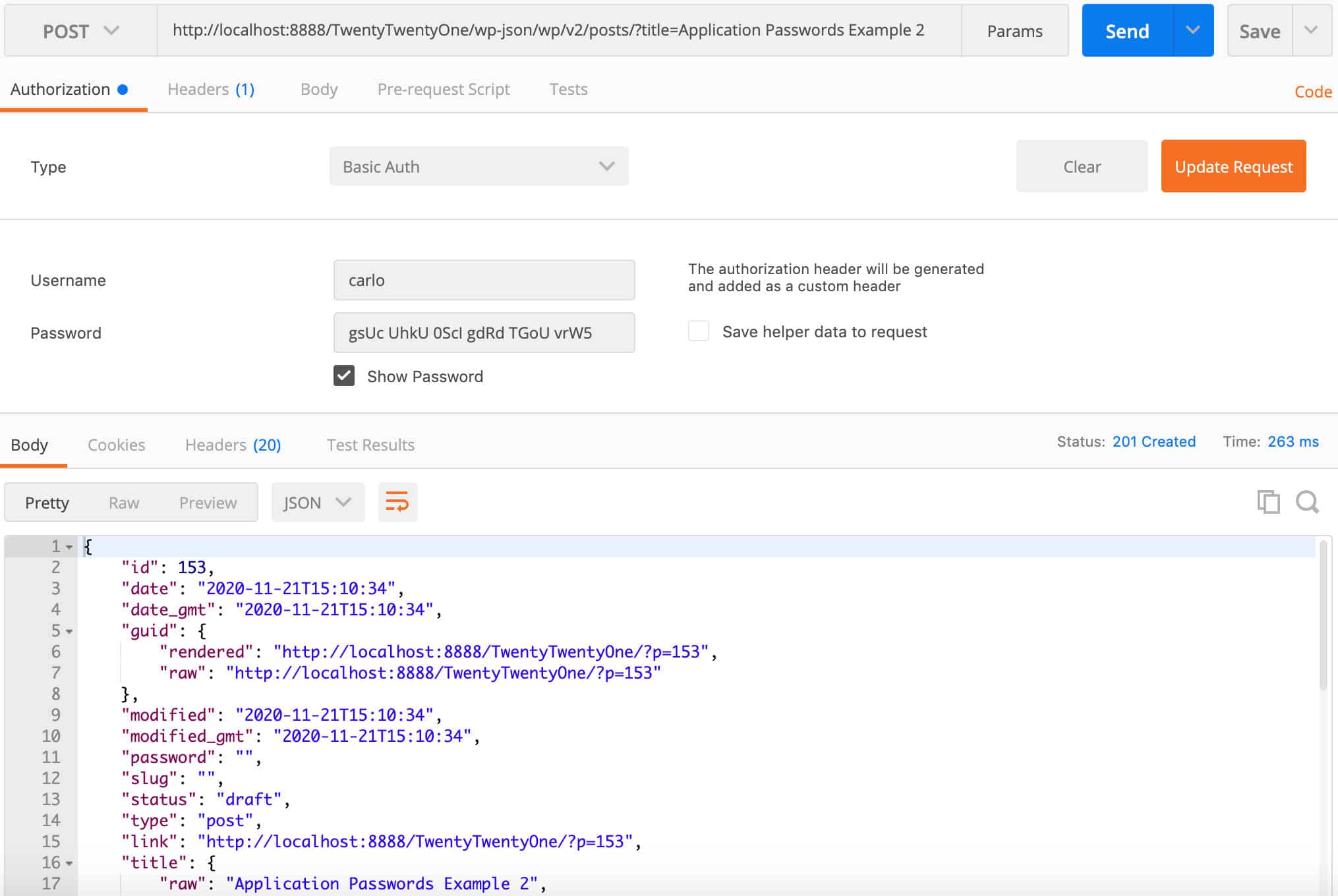 Ett autentiserat anrop till REST API i Postman