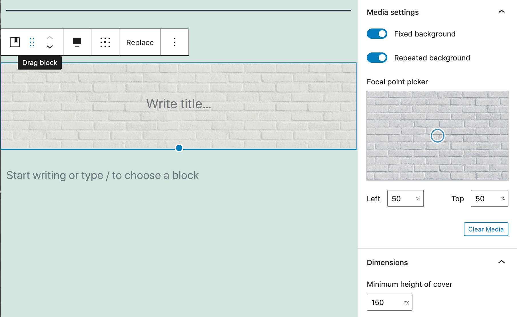 Ett omslagsblock med ett bakgrundsmönster