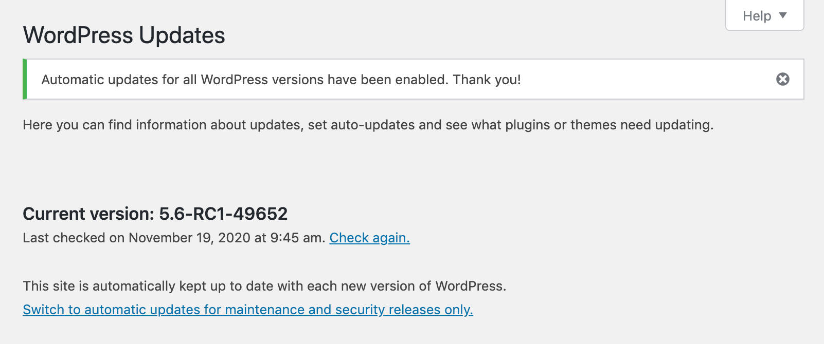 Växla till automatiska uppdateringar endast för nya utgåvor av underhåll och säkerhet