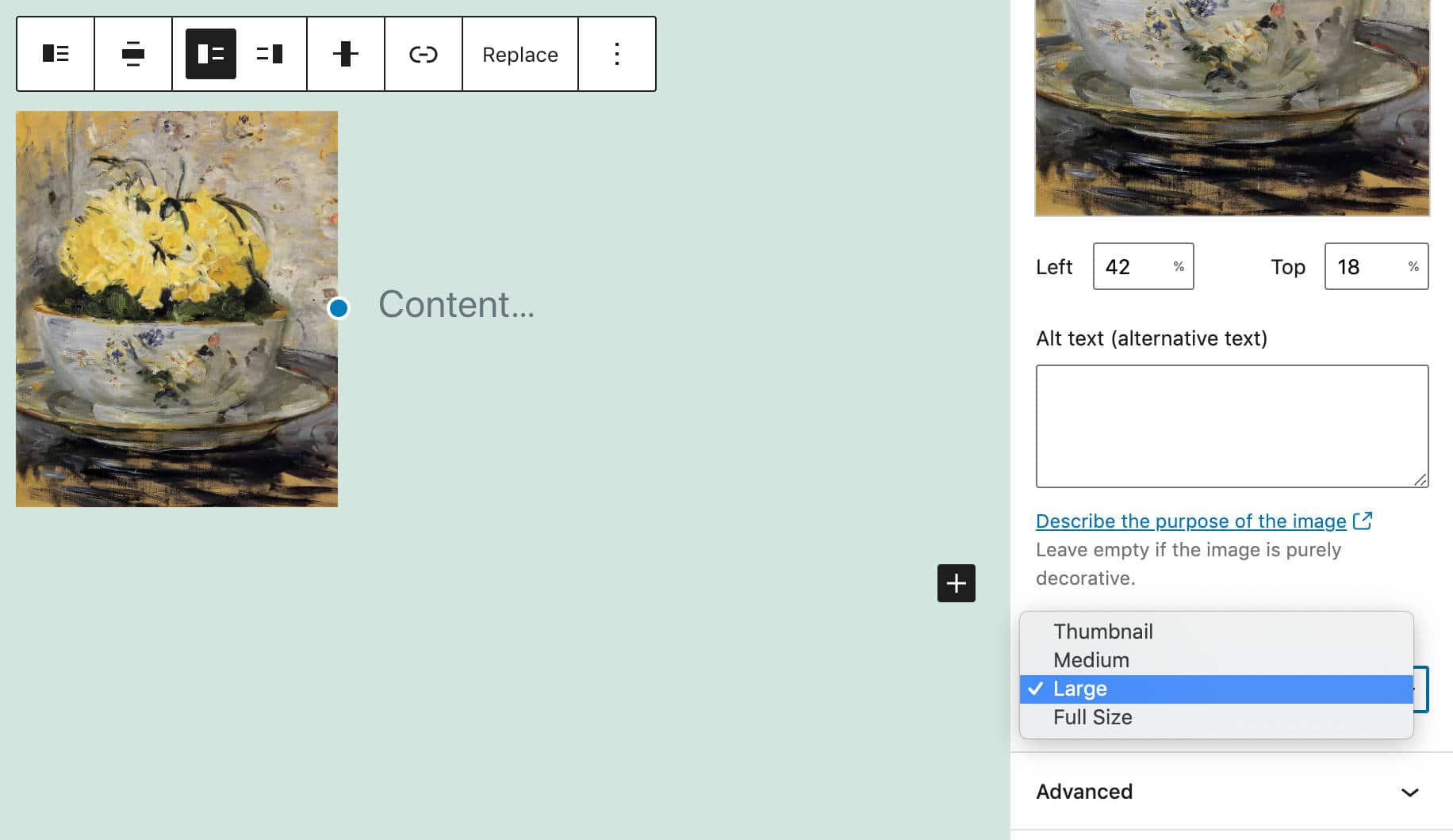 Kontroll av bildstorlek i media & textblock