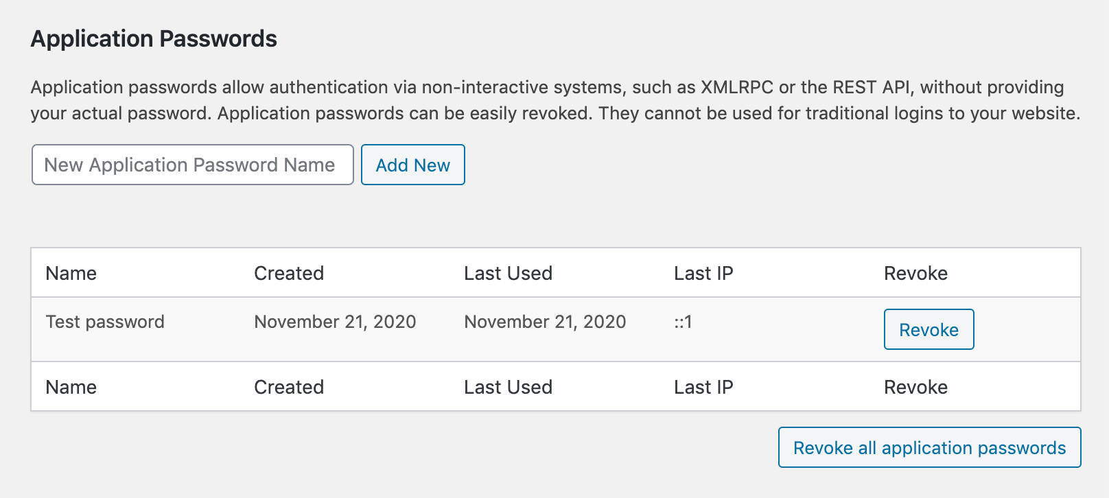 Fälten för Senast använda och Senaste IP