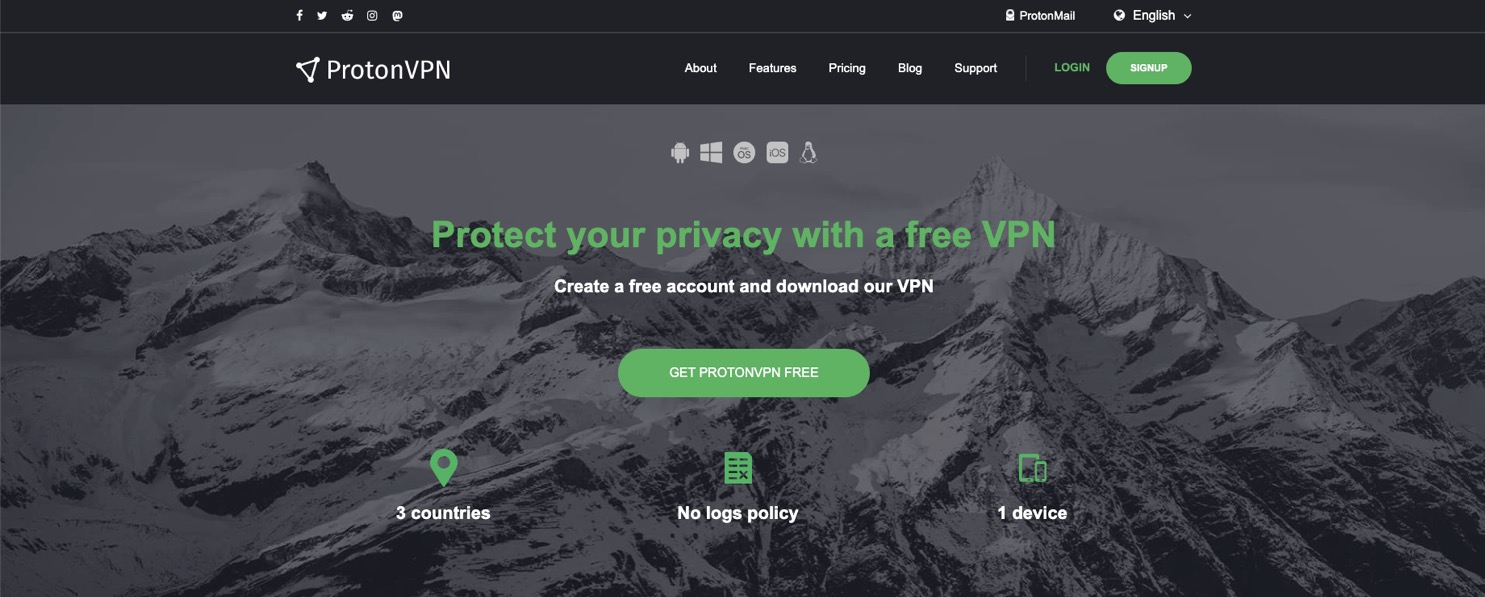 ProtonVPN servizio VPN gratuito