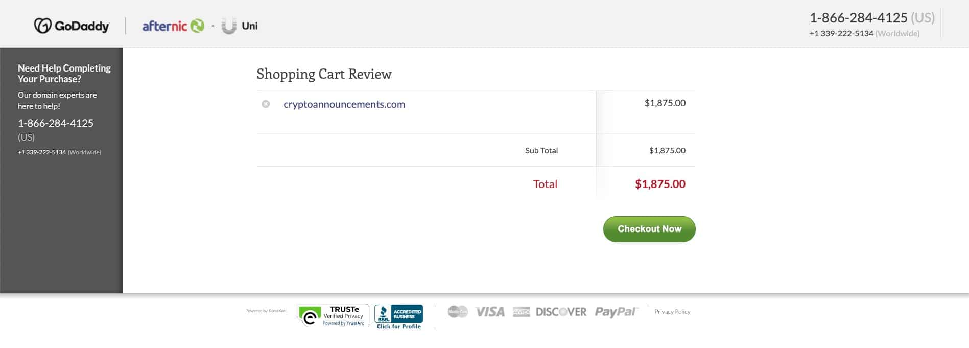 Afternic - domain shopping cart