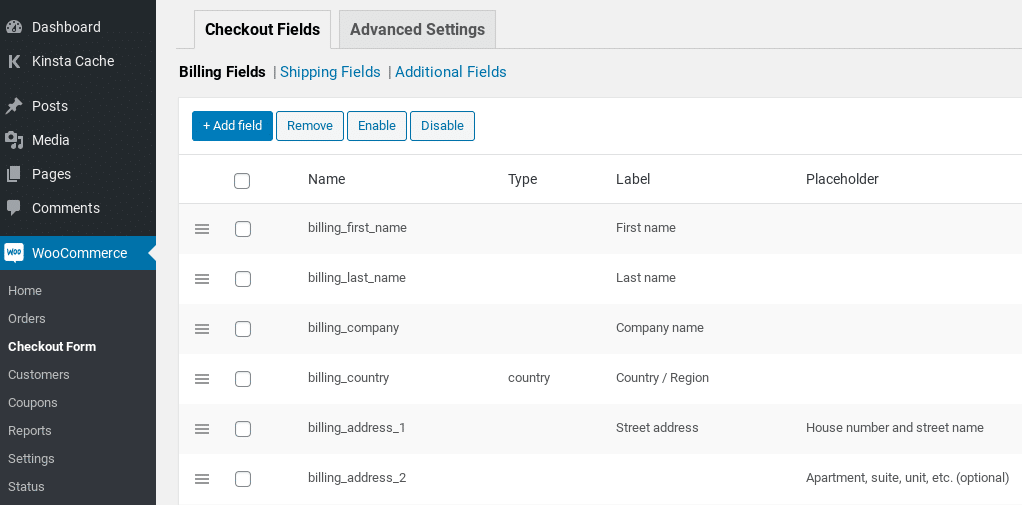 L’extension « Checkout Form Editor » dans WooCommerce