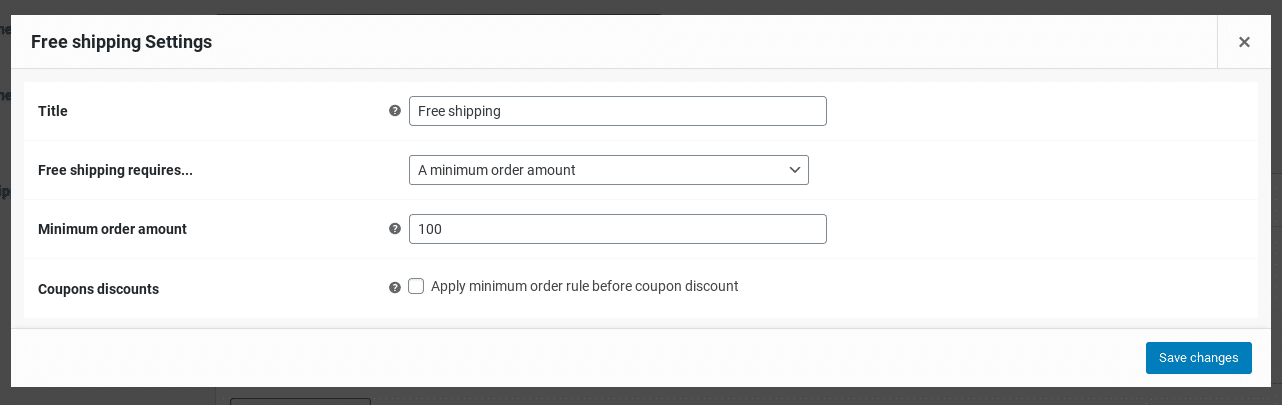 Réglages d’expédition gratuite dans WooCommerce
