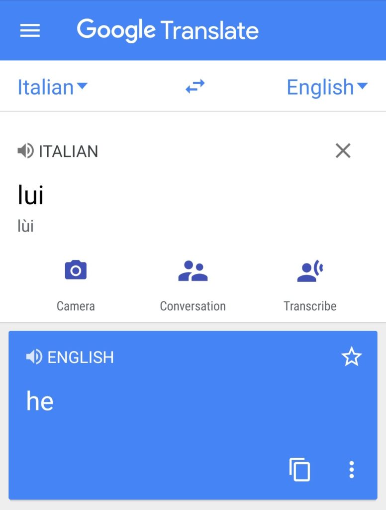 Lui in italiano significa 