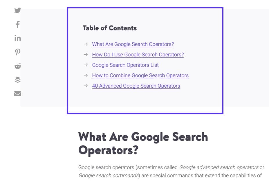 Anchor links in a Kinsta blog post