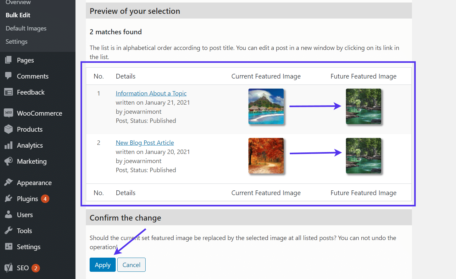 Fare clic sul pulsante 