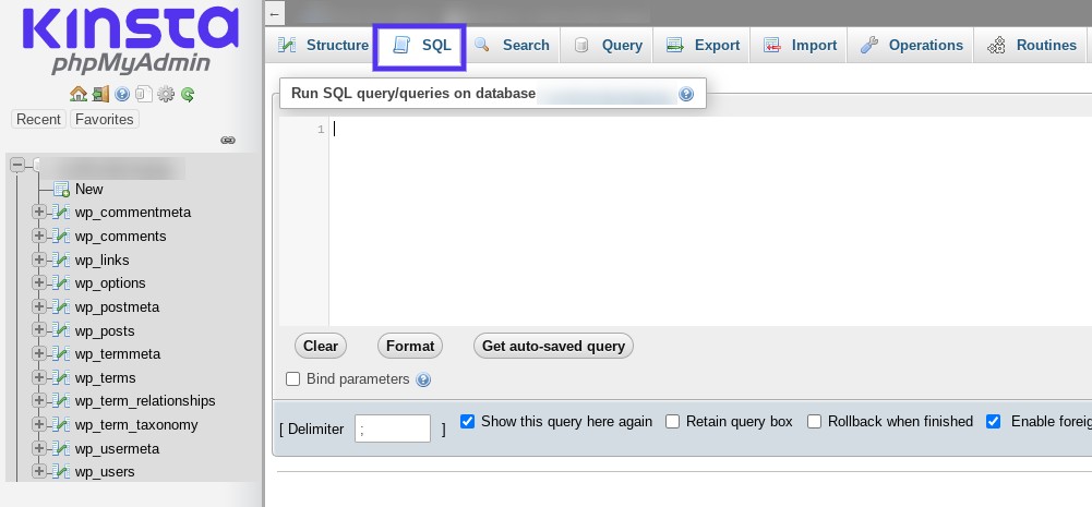 L'onglet SQL dans phpMyAdmin