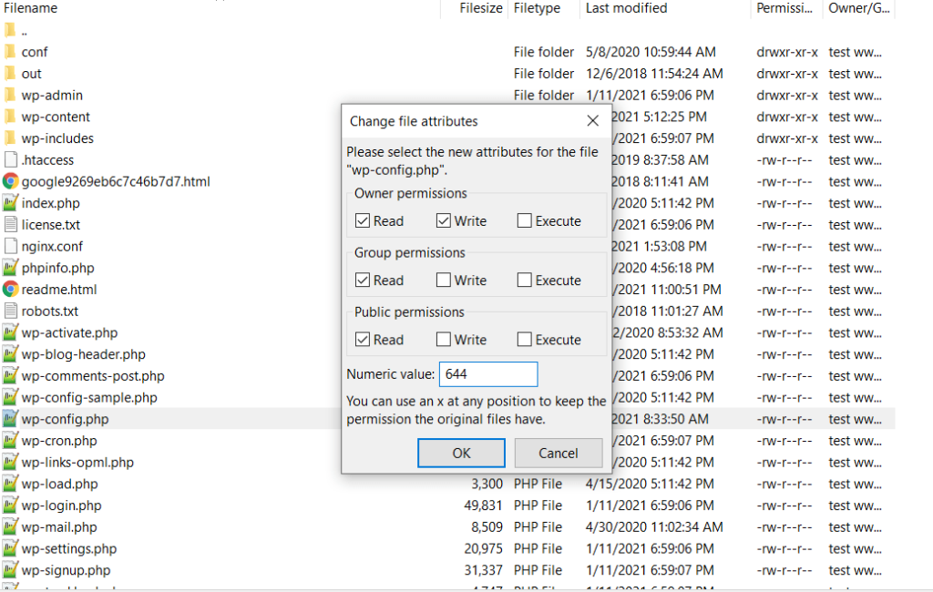 How to enter new file permissions