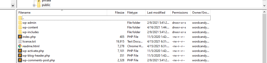 Accessing your WordPress website's root directory.
