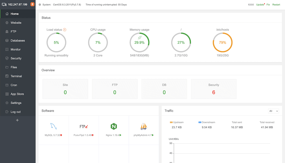 The aaPanel website.