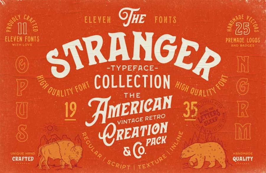 The Stranger font typeface collection .