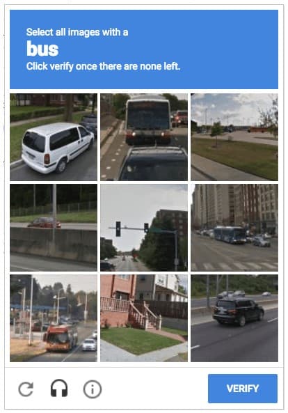 A CAPTCHA challenge asking you to 
