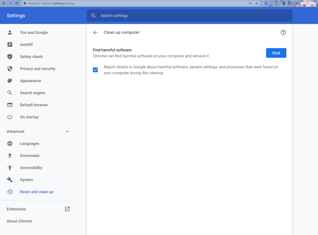 Comment exécuter l'outil intégré de nettoyage de Chrome.