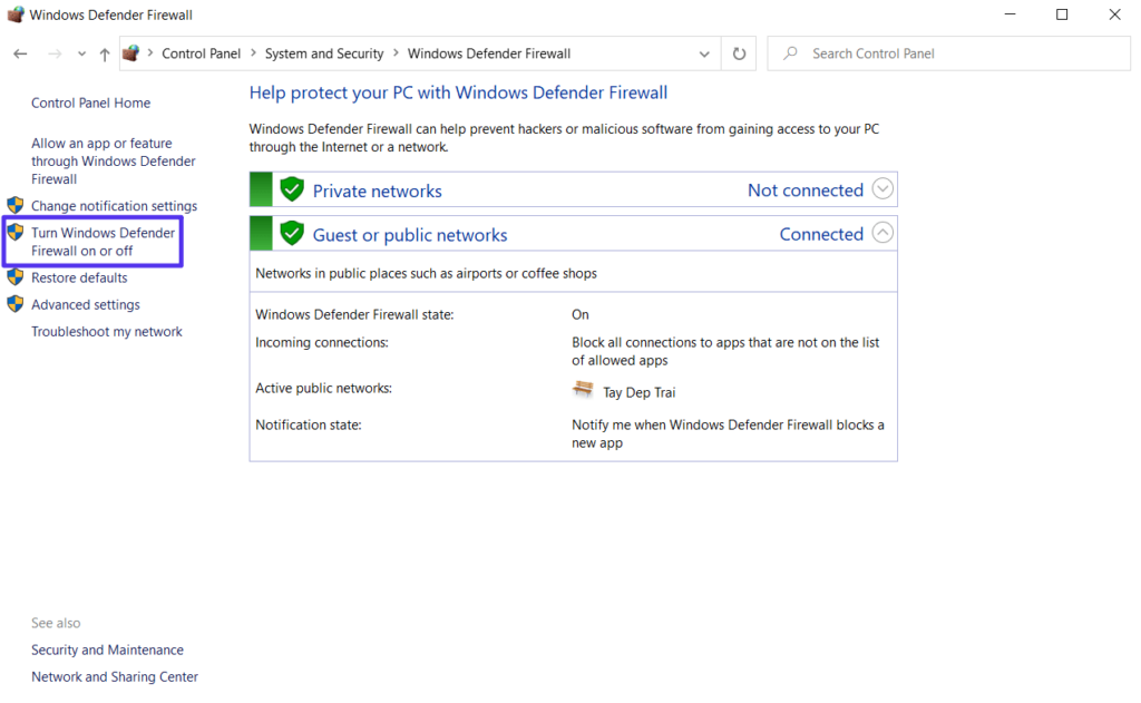 Comment désactiver le pare-feu Windows Defender.
