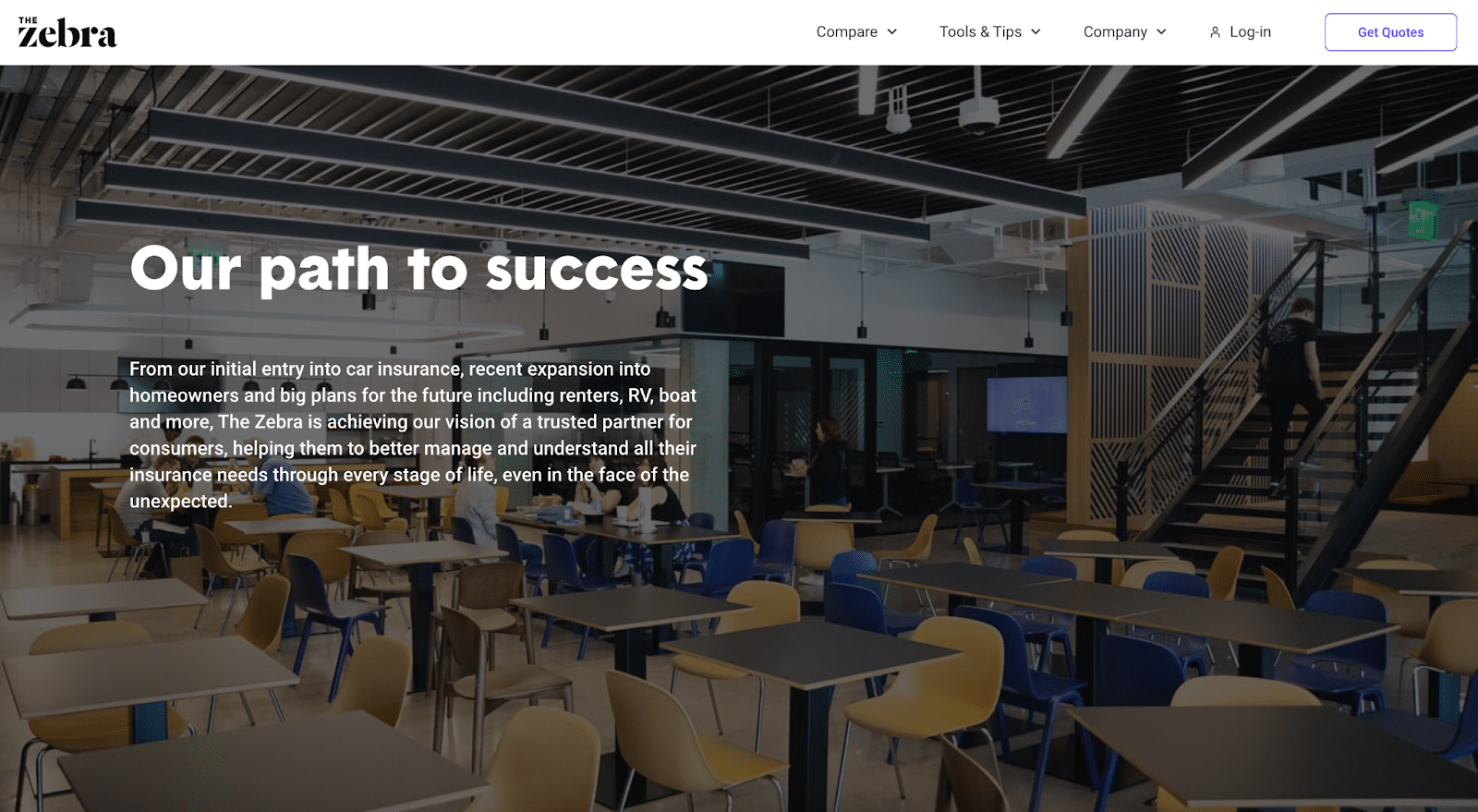 The Zebra looks to the future with its About Us page.