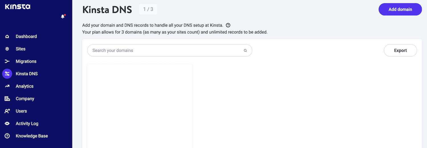 Selecione Kinsta DNS