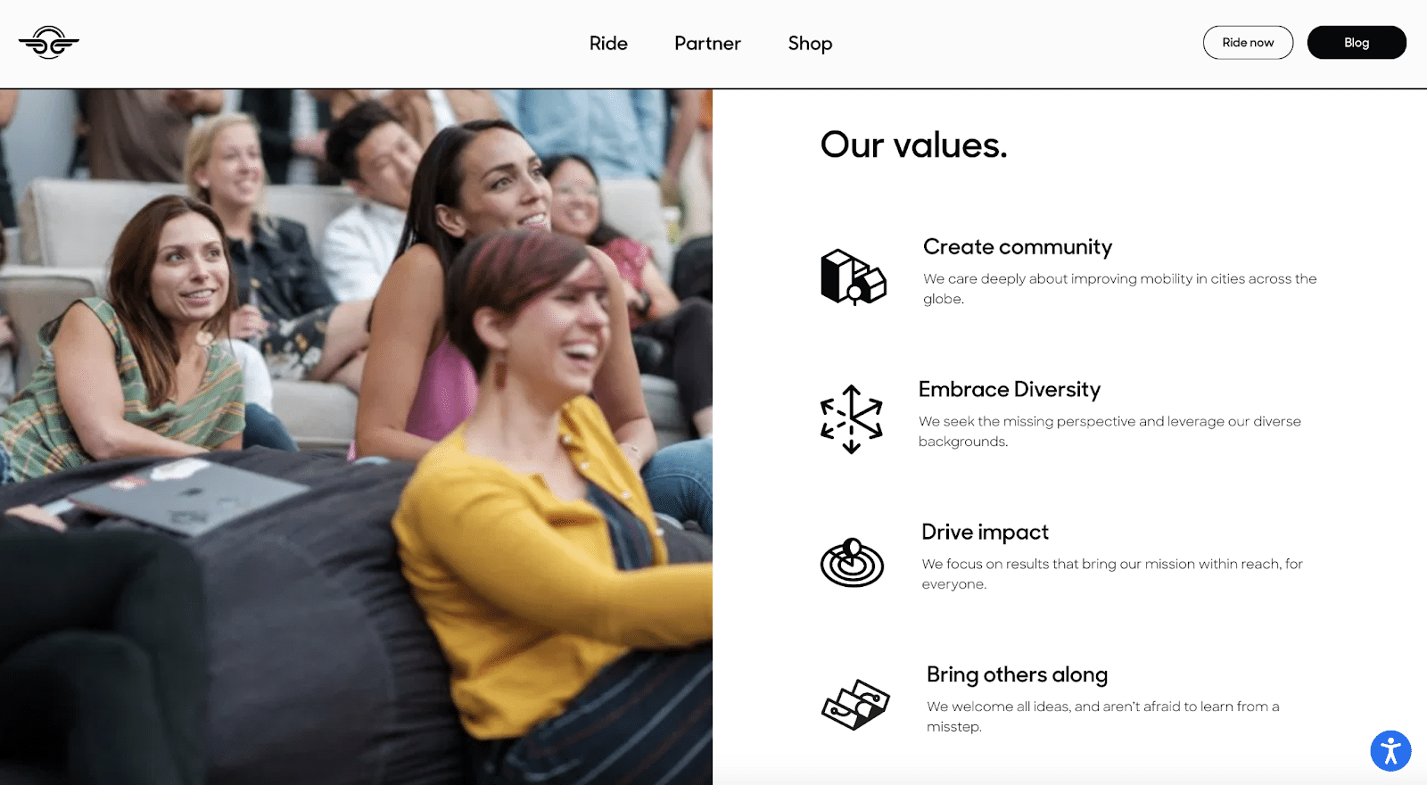 Bird’s values are the stars of its About Us page.