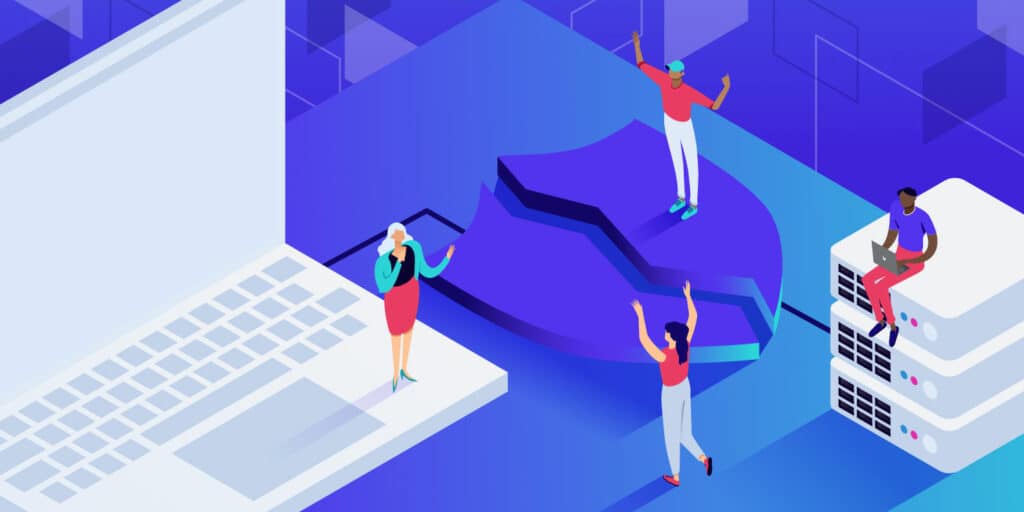 Tiny figures on a computer figuring out why safari can't establish a secure connection to the server