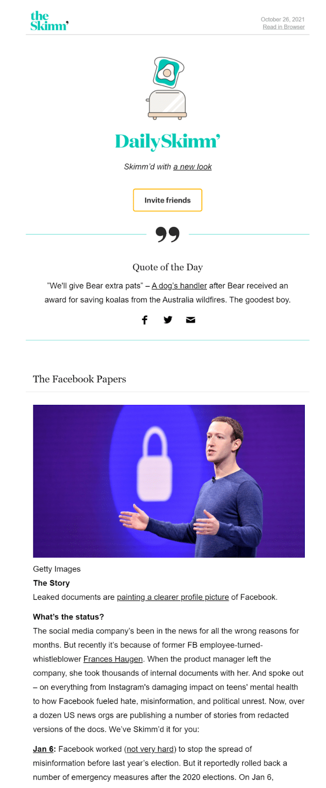 La newsletter di The Daily Skimm.