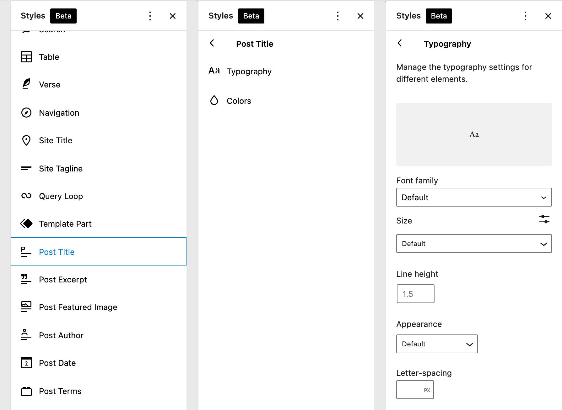 Tilpasning af typografi indstillinger for post title