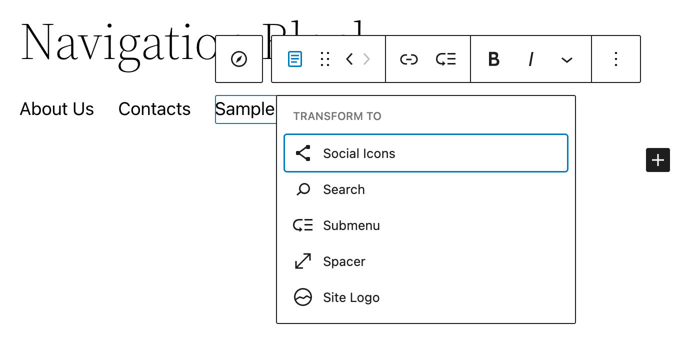 mdannelse af navigationslinks til blokke.