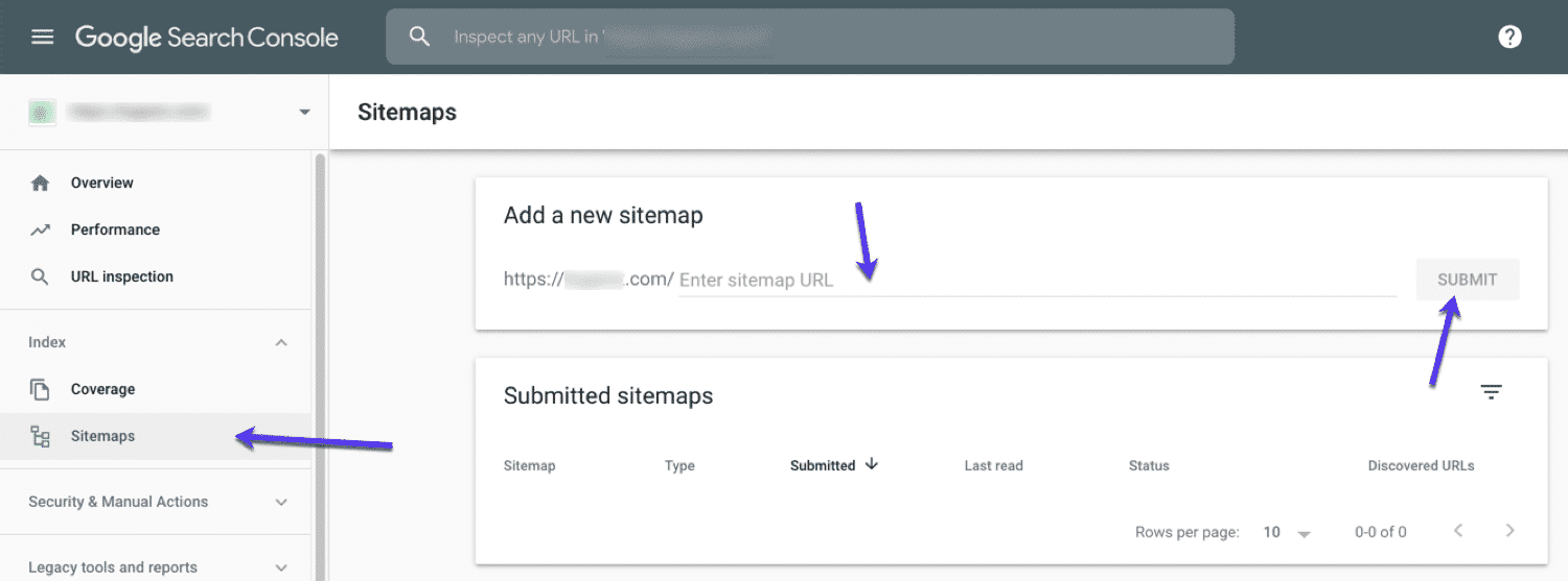 Submitting a site to Google Search Console
