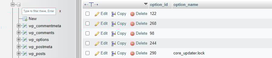 Deleting the core_updater.lock row.