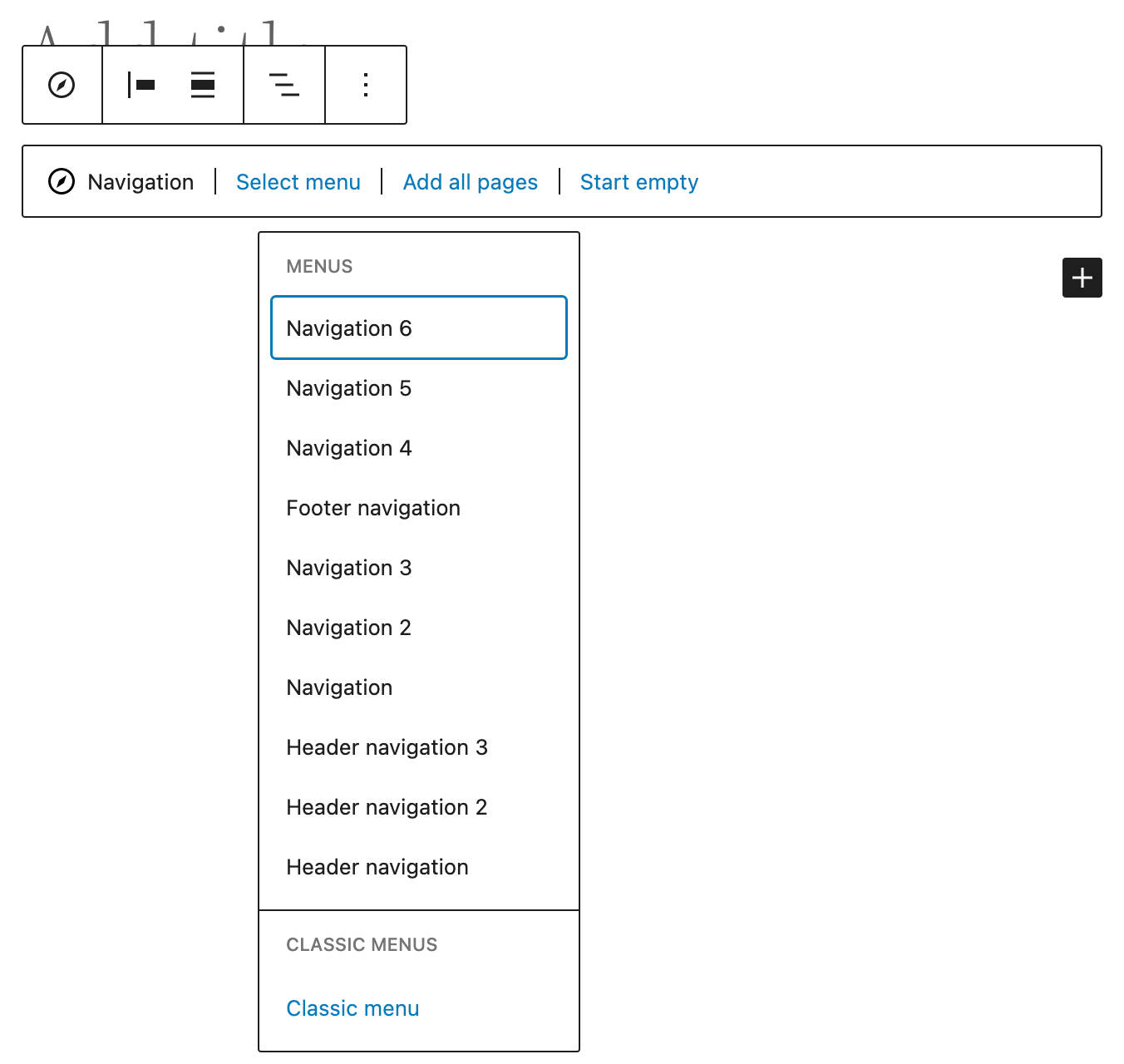 Valg af en klassisk menu.