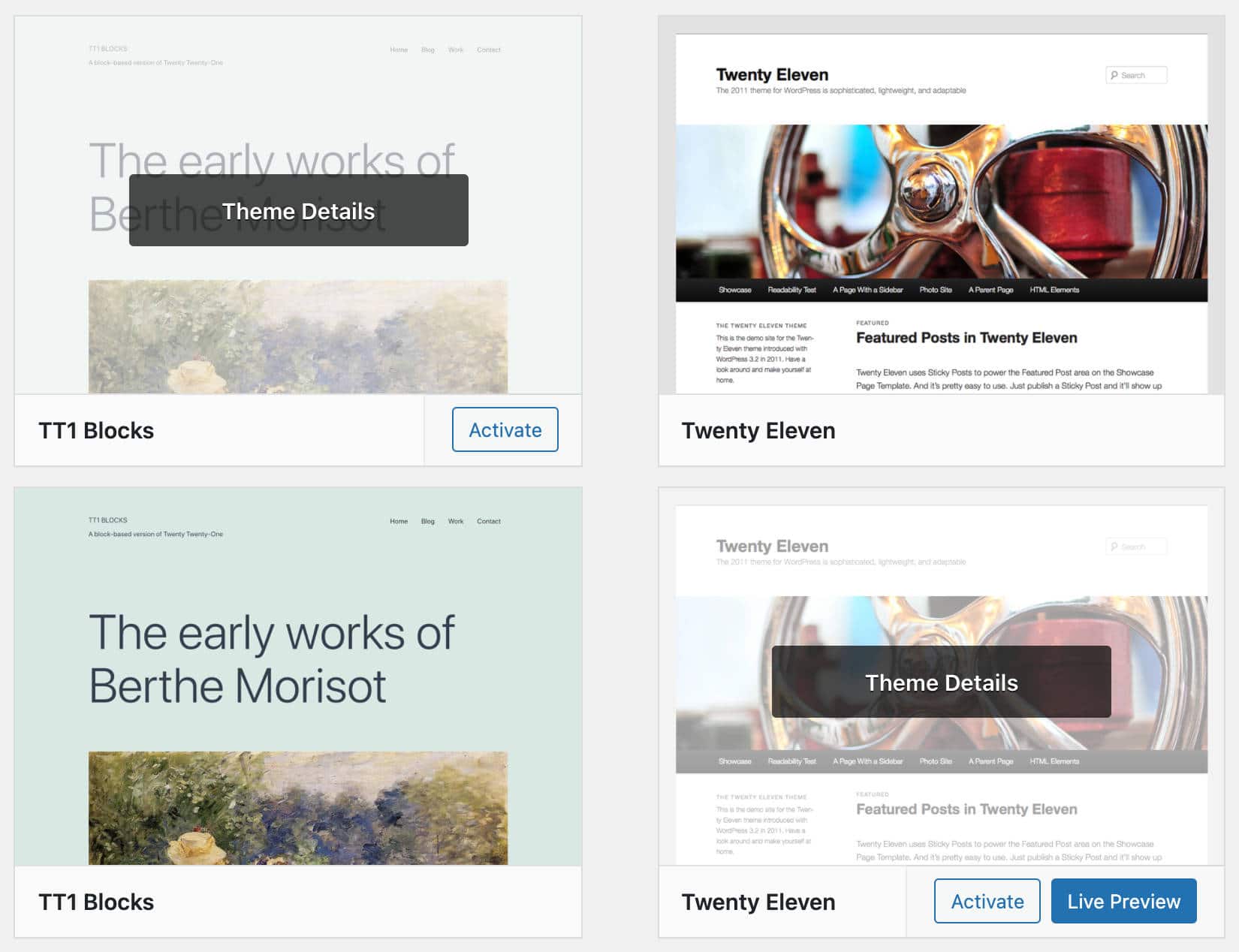 Live Preview er ikke tilgængelig med bloktemaer.